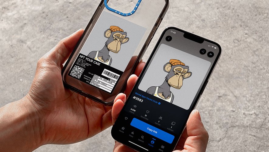 Casetify permet désormais d'imprimer ses NFT sur sa coque de smartphone (ici un Bored Ape).