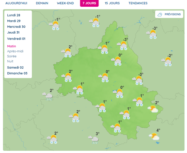 Vendredi 1er avril (et ce n'est pas une blague), la neige devrait tomber dans la matinée sur presque tout le département.