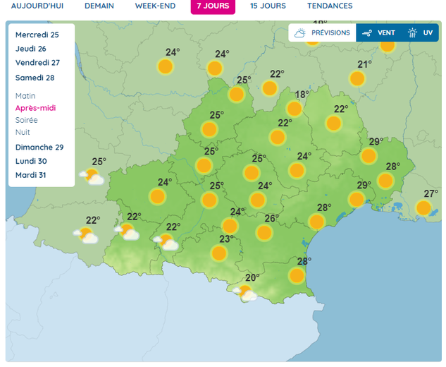 Il fera le plus chaud samedi, dans toute l'Occitanie.