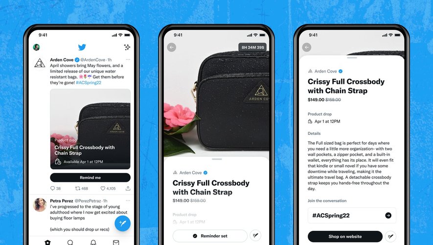 Twitter lance "Product Drops", la possibilité d'être alerté pour la vente d'un produit.