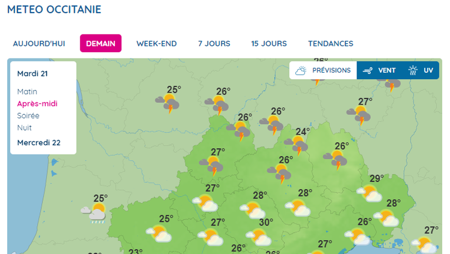 Des orages toucheront l'Aveyron ce mardi.