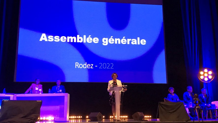 La présidente de l'Udaf, Marie-Josée Moysset, lors de l'assemblée générale qui a eu lieu ce week-end, à Rodez.
