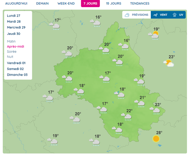Jeudi 30, la pluie recouvrira une dernière fois l'Aveyron en ce mois de juin.