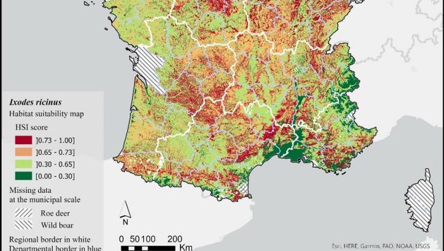 En Occitanie, trouve surtout les tiques dans le Lot, en Aveyron, ainsi qu'au nord du Gard et de l'Hérault.