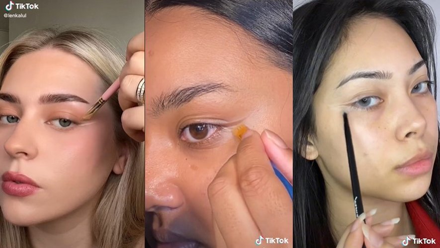 Les utilisatrices de TikTok @lenkalul, @maytahmi et @lenkalul ont toutes succombé à la tendance de l'eyeliner transparent.
