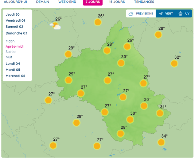 C'est dimanche qu'il fera le plus chaud en Aveyron.