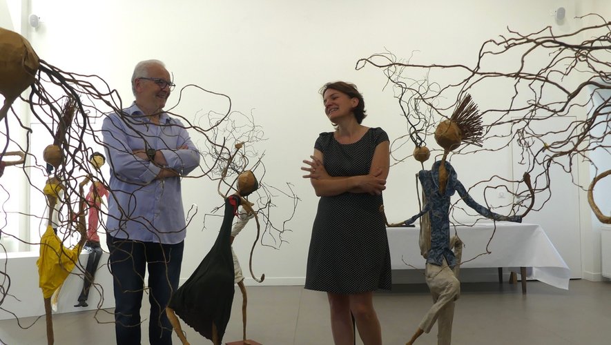 Nathalie Andrieux et Jean-Luc Calmelly lors du vernissage de l'artiste.