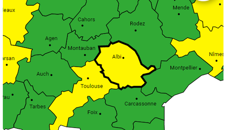 Vigilance jaune ce lundi pour les départements de la Haute-Garonne et du Tarn.