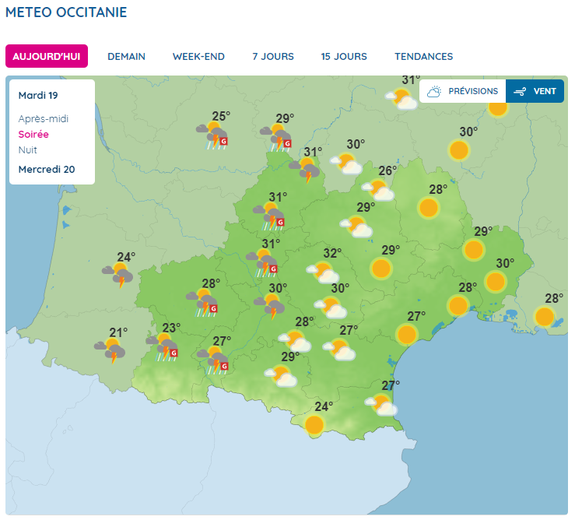 Les orages devraient toucher l'ouest de l'Occitanie dans la soirée de ce mardi.