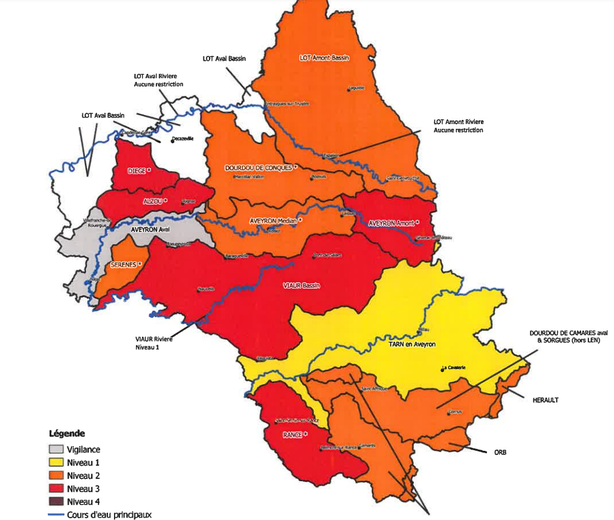 Les zones en rouge atteignent un niveau de crise.