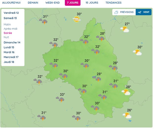 Les orages devraient éclater dès samedi soir.