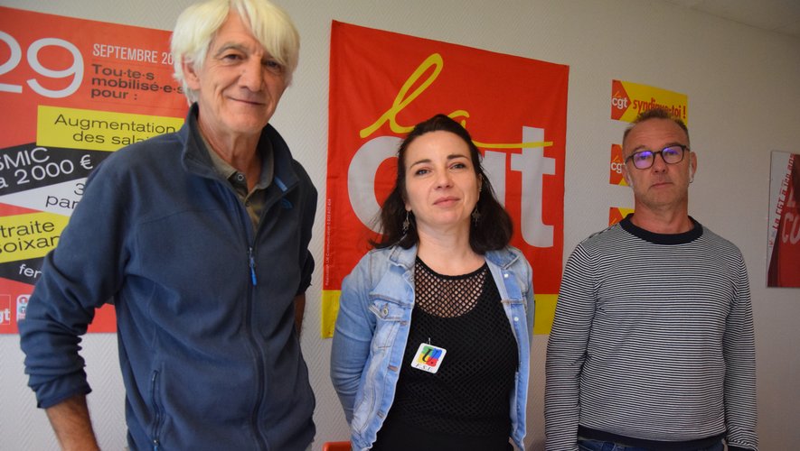 Christian Barbut (Solidaires), Julie Bernat (FSU) et David Gistau (CGT).