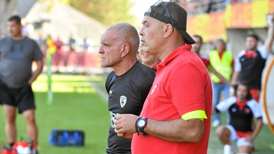 Le duo de coaches du Rodez rugby, Jérôme Broseta (à g.) et Richard Pioch.