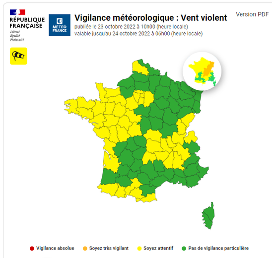 Vent violent : 47 départements sont en vigilance en jaune