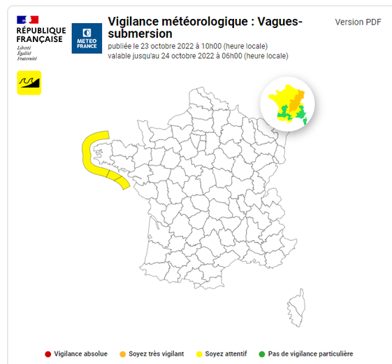 Vagues-submersion : 3 départements sont en vigilance jaune