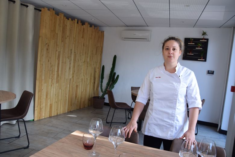 Laura Pelou at the Jardin des Causses, her restaurant in Villeneuve-d'Aveyron which she wishes to open from May to September.