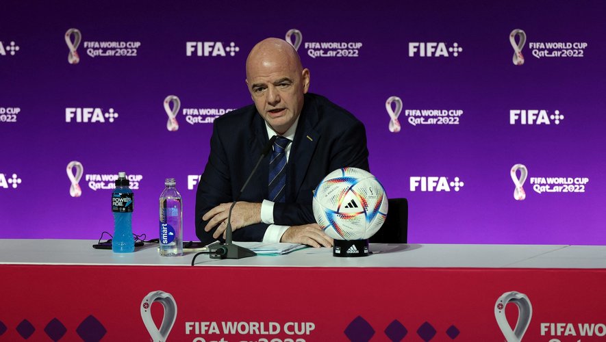 Le président de la FIFA, Gianni Infantino, en conférence de presse le 19 novembre à Doha.