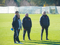 Didier Santini, à droite, avec son nouveau staff.