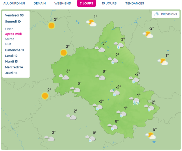 La neige touchera aussi le sud du département dans l'après-midi de samedi.