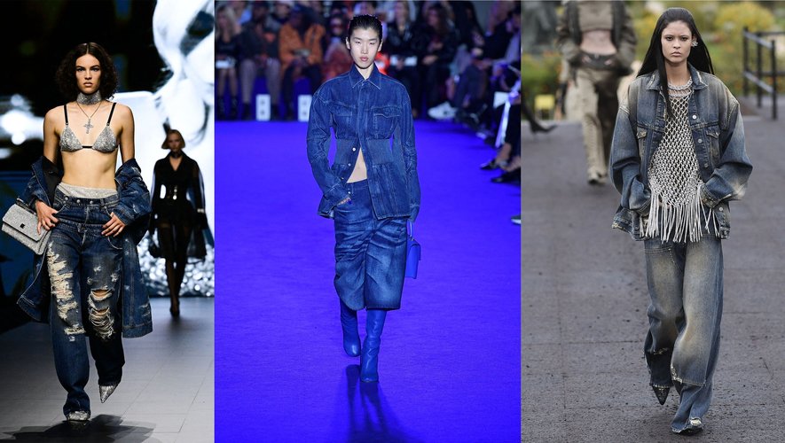 Le jean adopte une coupe plus ample en 2023, version baggy ou wide leg, comme vu sur les podiums de la dernière Fashion Week.