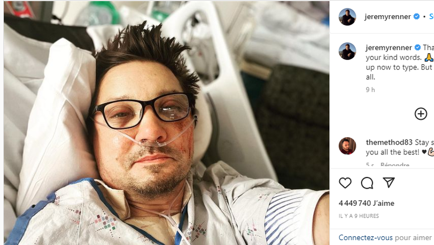 L'acteur américain Jeremy Renner a communiqué sur son compte Instagram après son terrible accident.