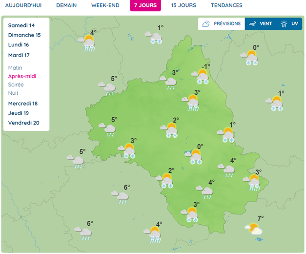 La neige, matin et après-midi, va tomber sur une majeure partie de l'Aveyron ce mardi.