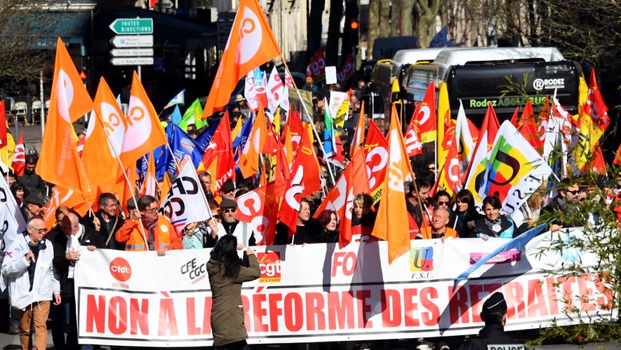A Rodez, entre 1 000 et 2 500 personnes ont manifesté, ce jeudi 16 février 2023.