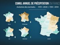 Comment ont évolué les normales du cumul annuel de précipitation en France ?