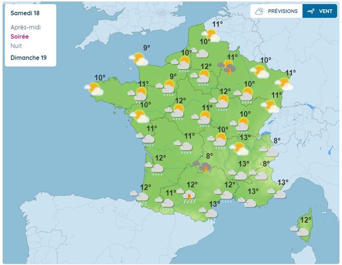 Une partie de la France va encore devoir composer avec les orages, samedi 18 mars 2023.