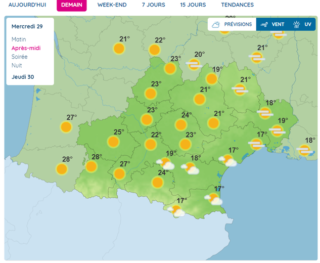 Voici où il va faire le plus chaud en Occitanie ce mercredi.