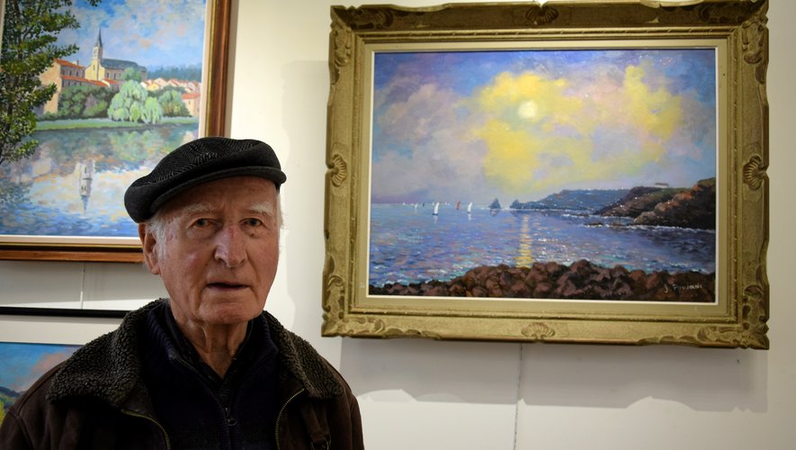 À presque 100 ans, Jean Poujade continue à peindre  ses paysages lumineux.