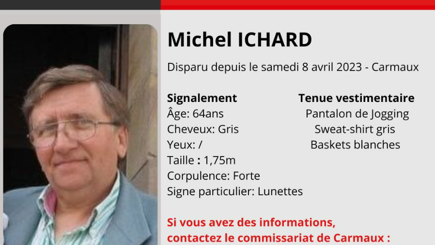 Michel Ichard, un habitant de Carmaux, est introuvable depuis samedi 8 avril.