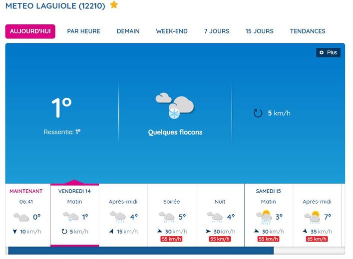 Des flocons attendues sur Laguiole ce 14 avril.