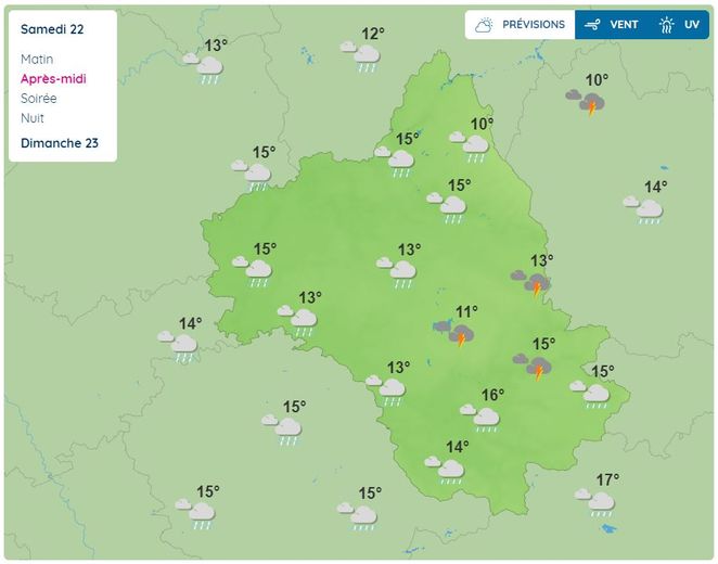 Pluie et orages sur l'Aveyron, samedi 22 avril 2023.