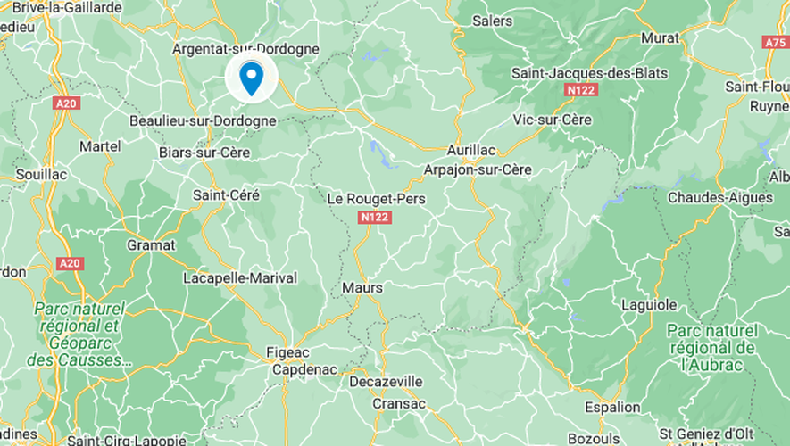 Elle vit à Mercoeur, un village au sud-est de la Corrèze (point bleu).