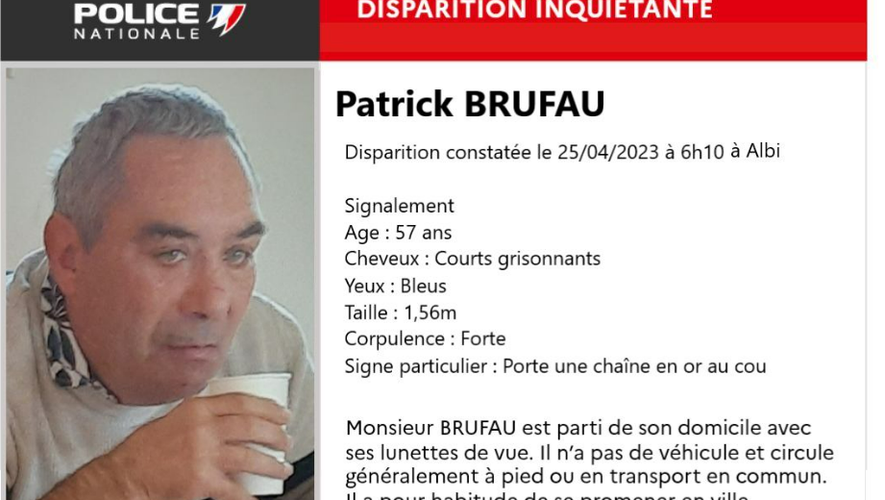 Patrick Brufau a quitté son domicile à Albi mardi matin, il est introuvable depuis.