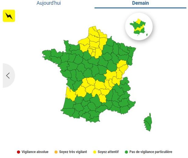 Le nombre de départements en vigilance jaune va passer de 19 à 31, vendredi 5 mai 2023.