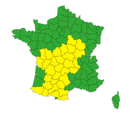 31 départements placés en vigilance jaune orages pour le samedi 6 mai.