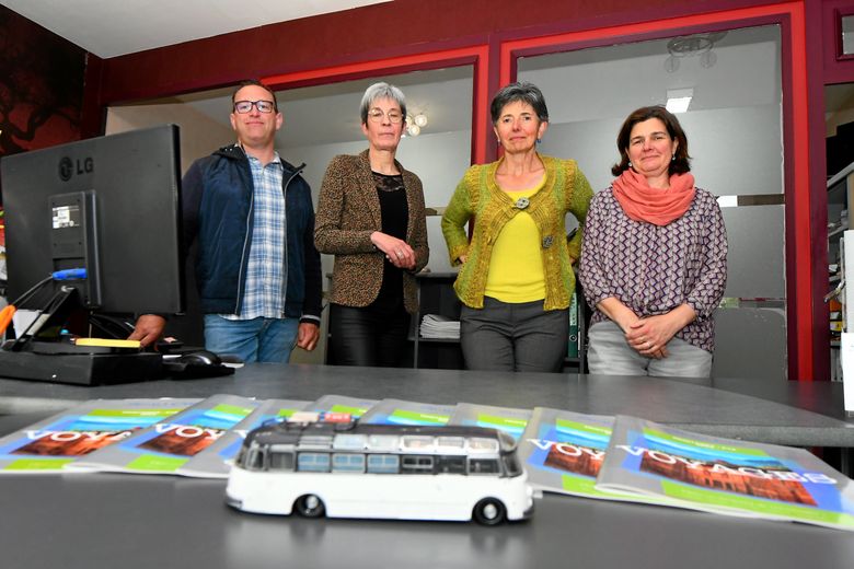 De gauche à droite, Franck Dudach, Christine Bastide-Matha, assistante de direction, Béatrix Ginestet, gérante et Sandrine Andrieu, secrétaire comptable.