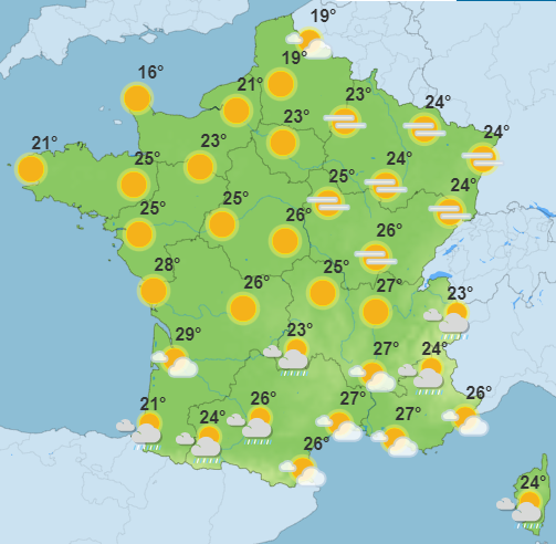 Les prévisions ce mardi après-midi dans l'Hexagone.
