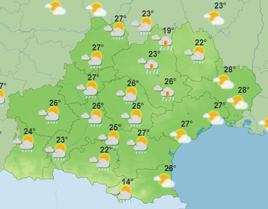 Les prévisions en Occitanie ce mardi après-midi.