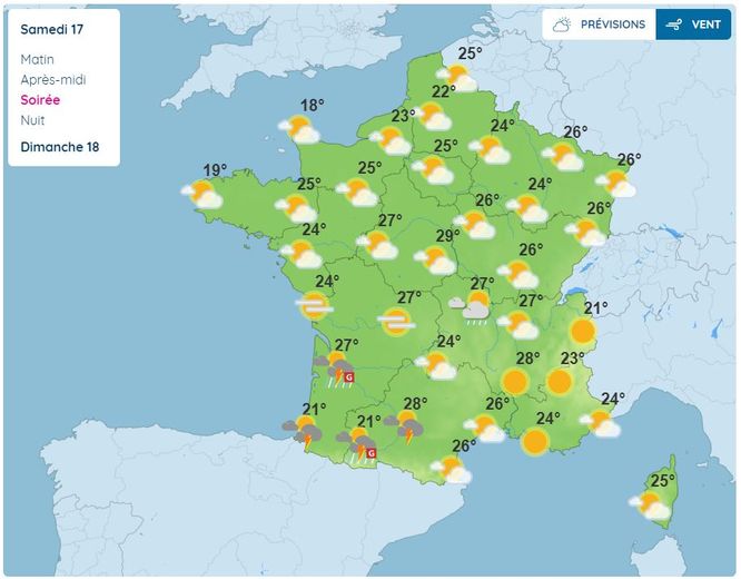 Le Sud-ouest fera face à des orages, samedi 17 juin 2023.