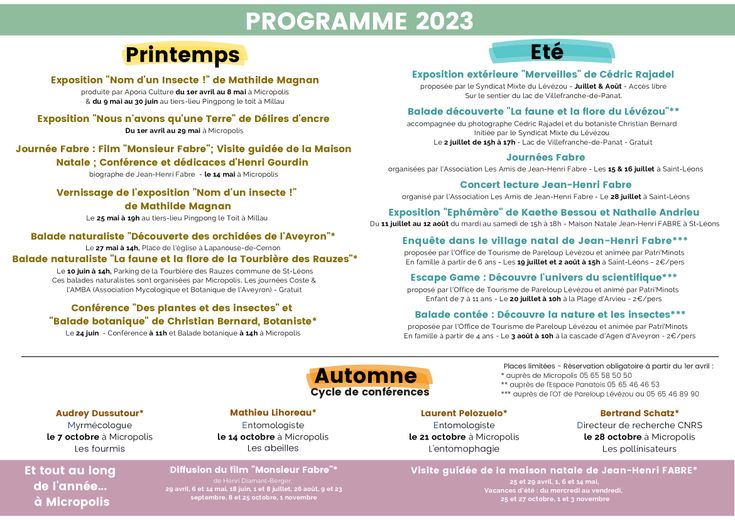 Un programme riche autour de Jean-Henri Fabre tout au long de l'année.
