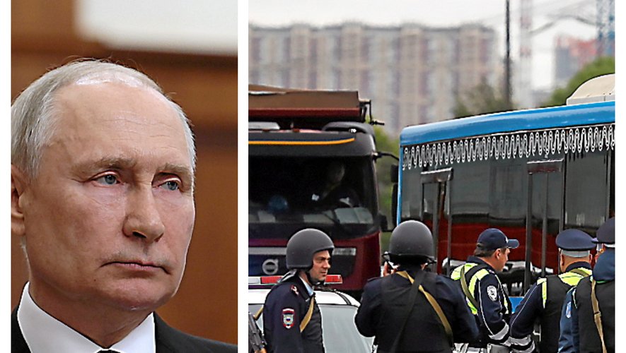 Vladimir Poutine est intervenu samedi matin à la télévision, tandis que des points de contrôles étaient mis en place dans tout Moscou. MAXPPP