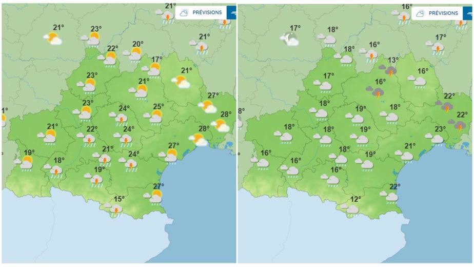 Entre la soirée et la nuit, les orages balayeront une partie de l'Occitanie, jeudi 29 juin 2023.