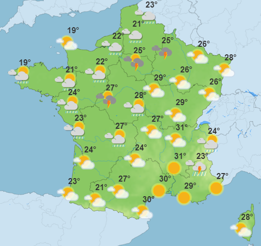 Les prévisions de ce jeudi après-midi.