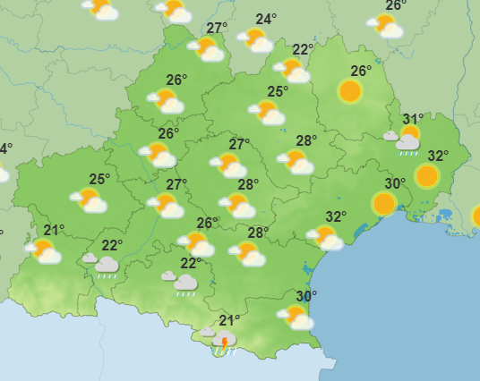 Les prévisions ce jeudi après-midi en Occitanie.
