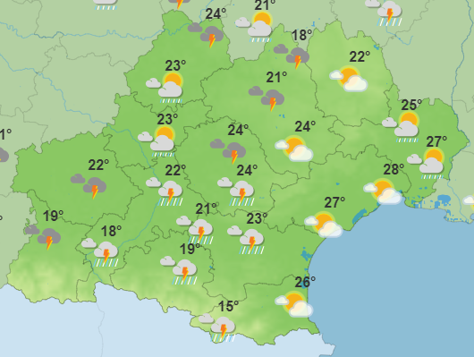 Les prévisions ce jeudi soir en Occitanie.
