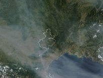 Les fumée provenant des incendies du Canada, lors de leur passage en Aveyron mercredi 28 juin.