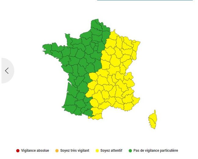 La moitié du pays sera en jaune, vendredi 30 juin 2023.